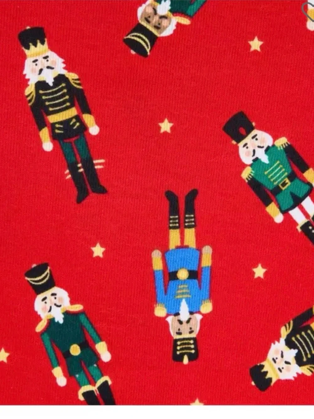 Janie and Jack Red Nutcracker Print Kids Pajama Set unisex